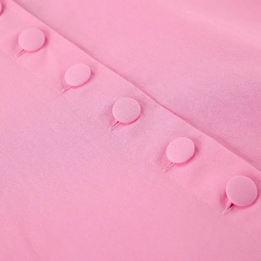 Cotton High Waist V-neck Dress Suit