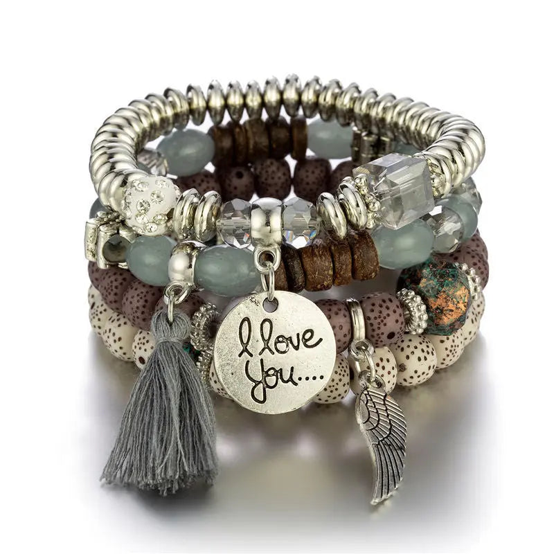 Multi-layer Wooden Bead Beaded Bracelet Elastic Bracelet - Norellé