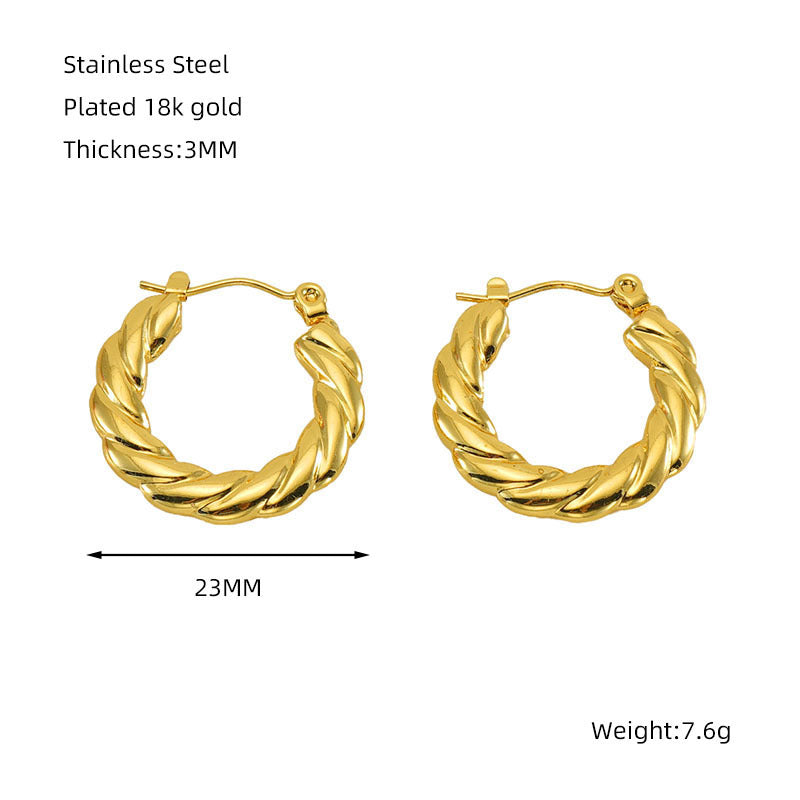 Titanium Steel Round Twist Stud Earrings High Sense - Norellé