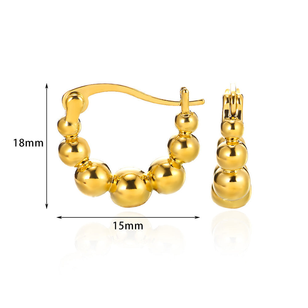 European And American Fashion 18K Gold-plated Square Inlaid Fashion Sense Titanium Steel Earrings - Norellé