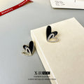 Silver Needle Fashion High-grade Diamond Enamel Earrings - Norellé