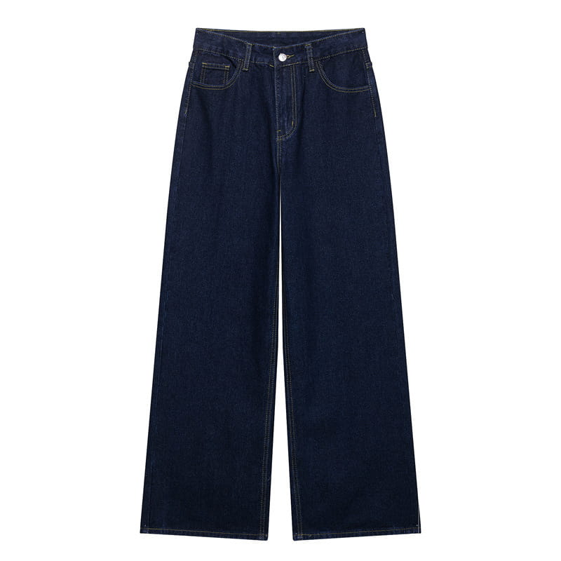 Fashion Loose Blue Denim 2-piece Set Vintage Long Sleeve Shirt Trousers