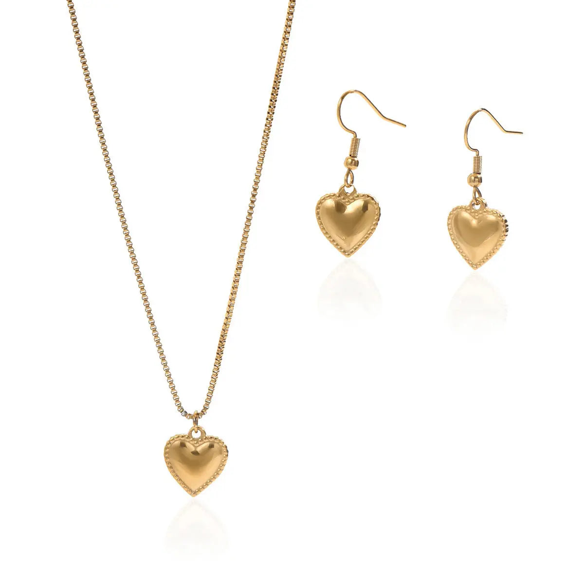 Lxalry 18K Gold Plated Symmetrical Heart Jewelry Set Mirror Polish Hypoallergenic Necklace  Earrings For Women, Never Fade Luxury Gift With Precision-Cast Edges - Norellé