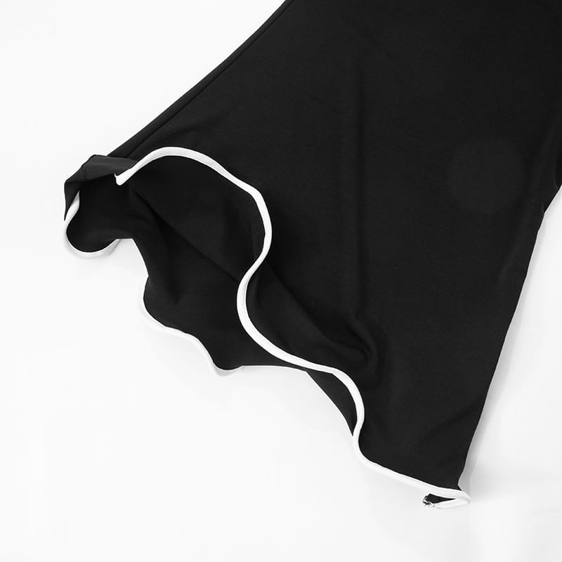 Contrast Color Waist Trimming Ruffles Tube Top Dress