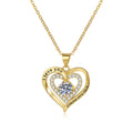 Birthstones Necklace Women's Double Weight Heart Shape With Diamond - Norellé