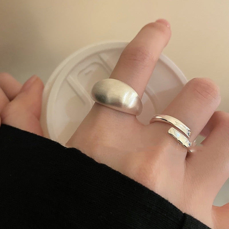 Simple Matte Silver Brushed Ring Women's Light Luxury - Norellé