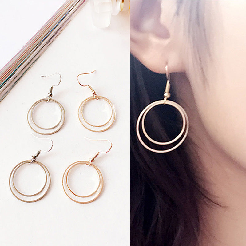 Metal Double-layer Geometric Small Circle - Norellé