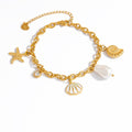 Ocean Style Shell Pendant 18K Gold Titanium Steel Bracelets - Norellé