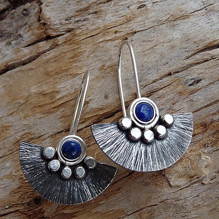 Ethnic Style Retro Semicircle Fan-shaped Metal Alloy Earrings - Norellé