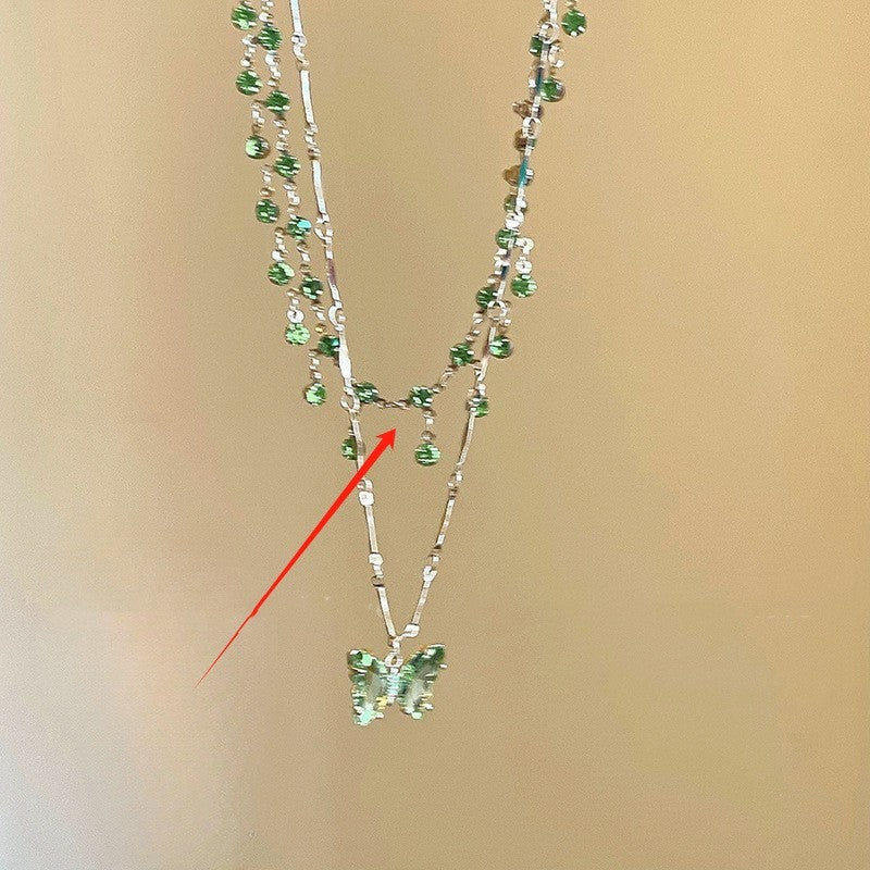 Blue Butterfly Double-layered Tassel Necklace Summer - Norellé