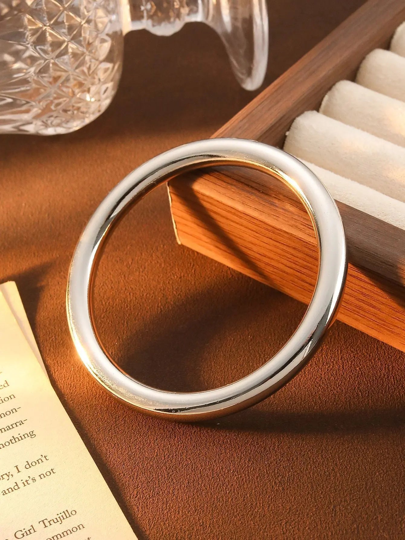 Electroplated CCB Simple Bracelet Cylindrical Three-dimensional For Women - Silver - electronic accessories