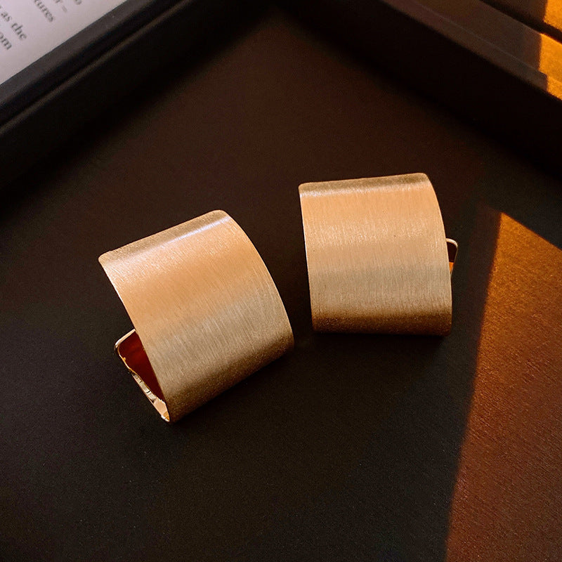 Electroplating Brushed Earrings Bangle Jewelry Suit Advanced Sense Ornament - Silver Needle Gold - electronic