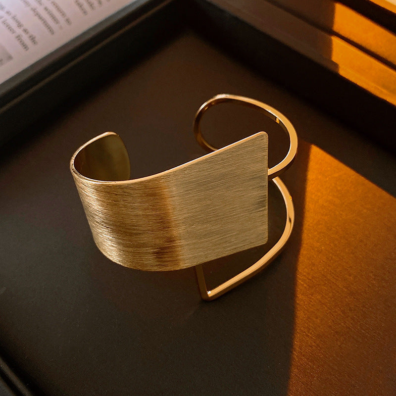 Electroplating Brushed Earrings Bangle Jewelry Suit Advanced Sense Ornament - Bracelet Gold - electronic accessories