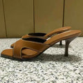Elegant Brown Square Toe High Heels
