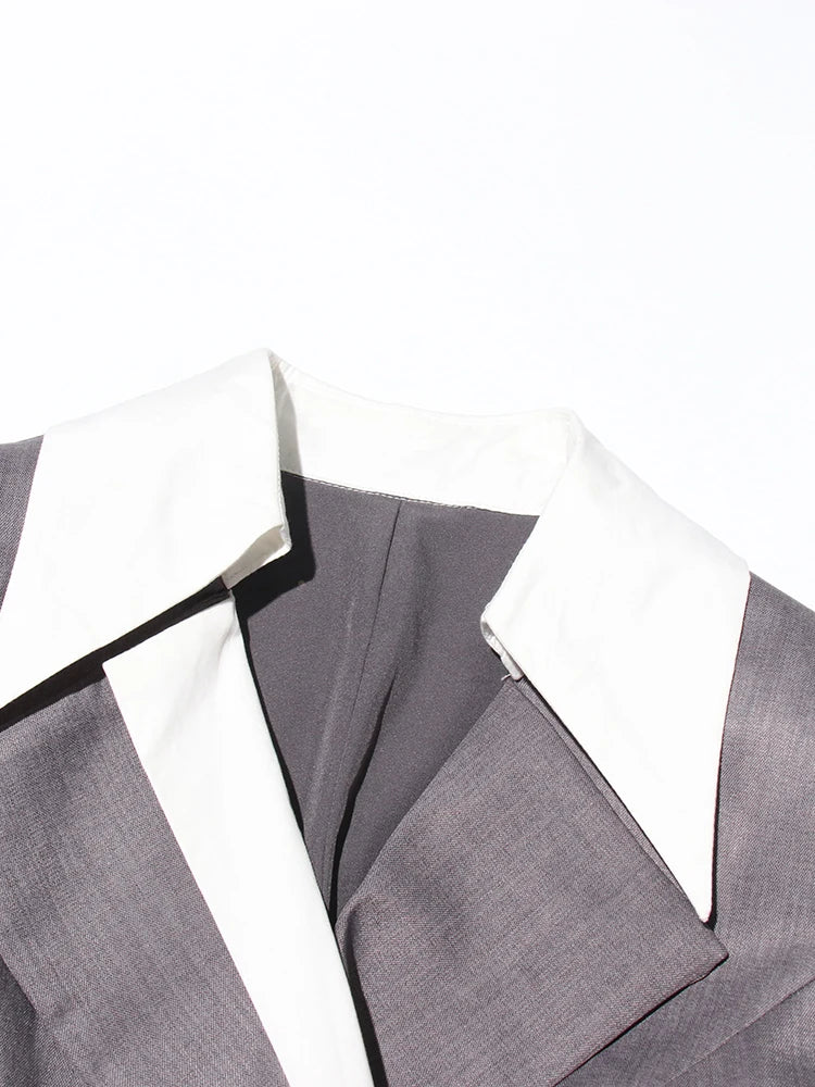 Elegant Casual Spliced Belt Blazer For Women