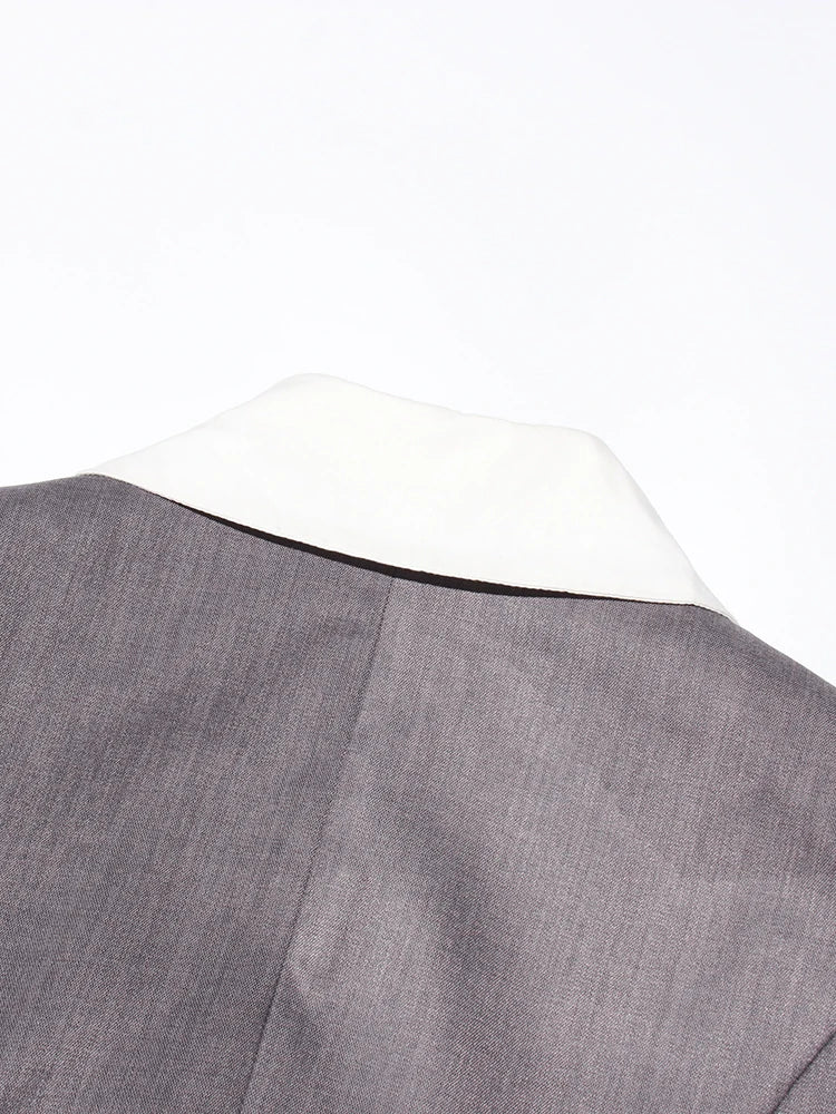 Elegant Casual Spliced Belt Blazer For Women