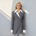 Elegant Casual Spliced Belt Blazer For Women