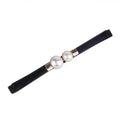 Elegant Double Pearls Buckle Elastic Women Belts