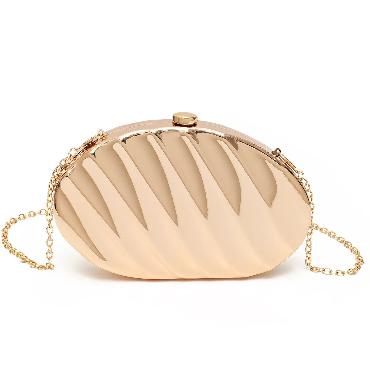 Elegant Exquisite Glossy Iron Metal Case Clutch - GOLD