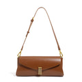 Elegant Genuine Leather Bag for Women - Dark Brown / 27 x7 x 12 cm