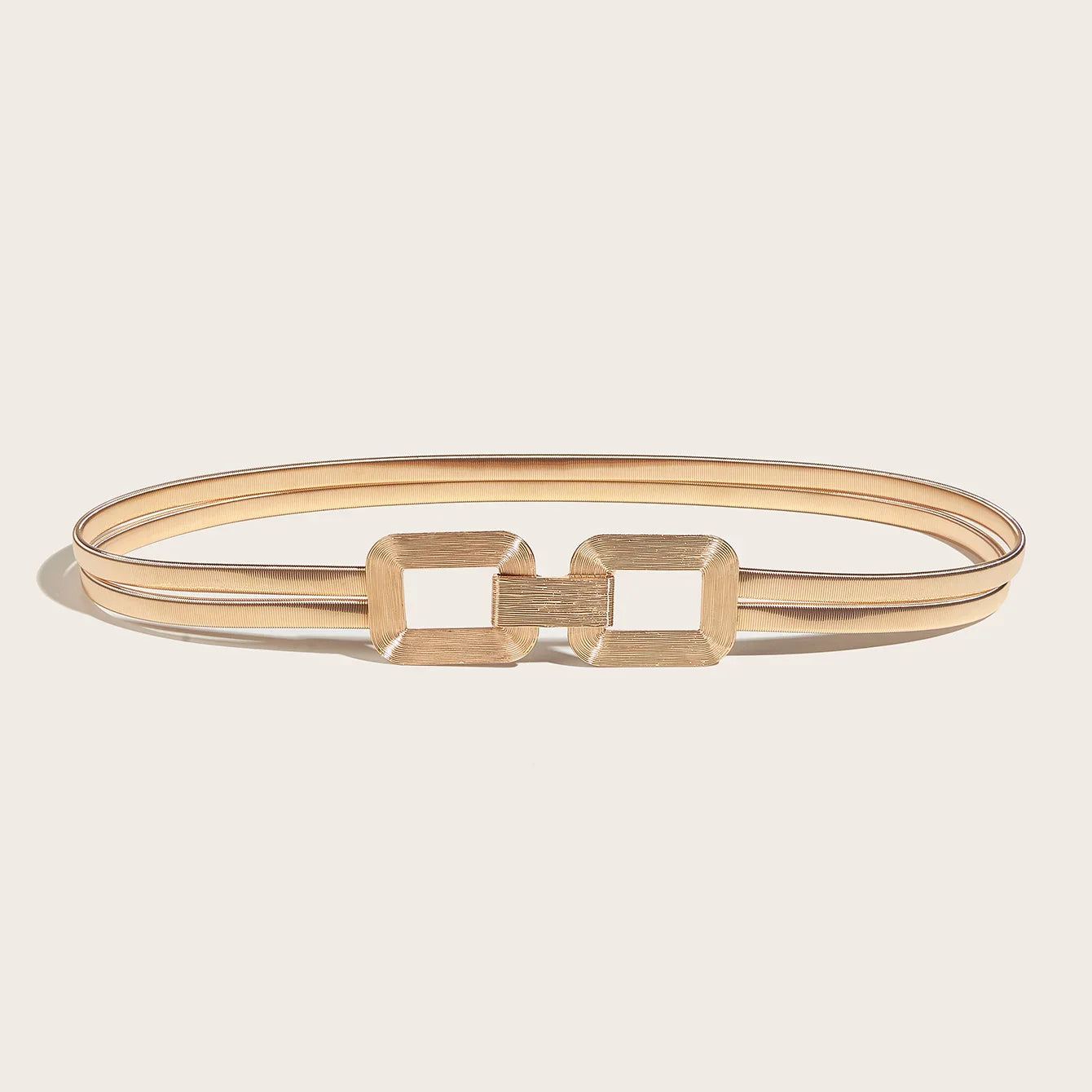 Elegant Gold Double Buckle Elastic Belt