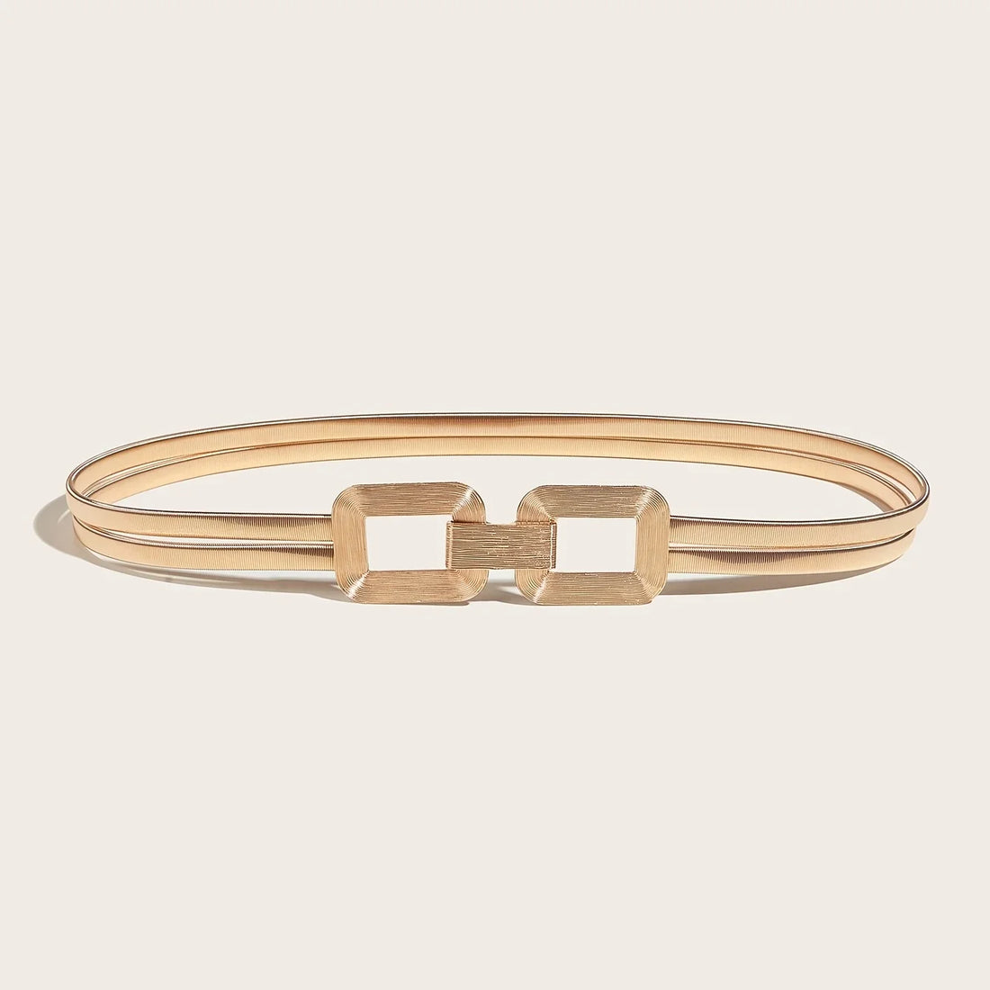 Elegant Gold Double Buckle Elastic Belt - 75cm to 85cm