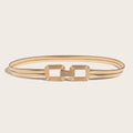 Elegant Gold Double Buckle Elastic Belt - 75cm to 85cm