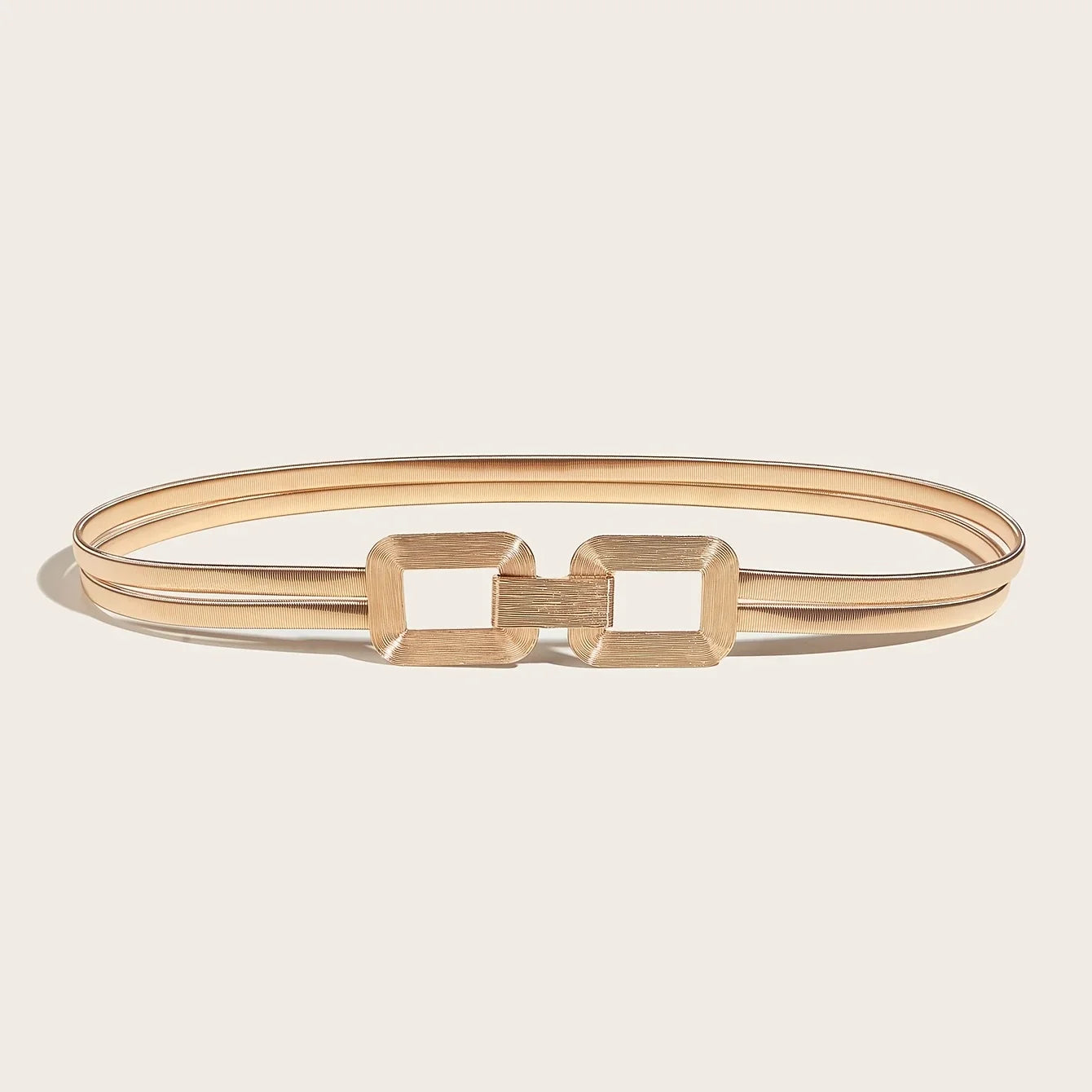 Elegant Gold Double Buckle Elastic Belt - 75cm to 85cm