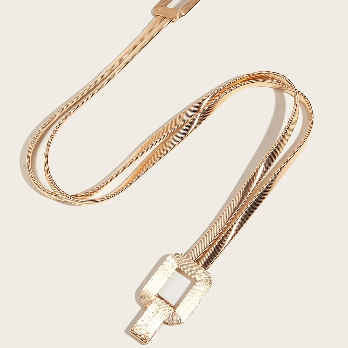 Elegant Gold Double Buckle Elastic Belt