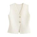 Elegant Knitted Tank Vest Top - L / WHITE - Other