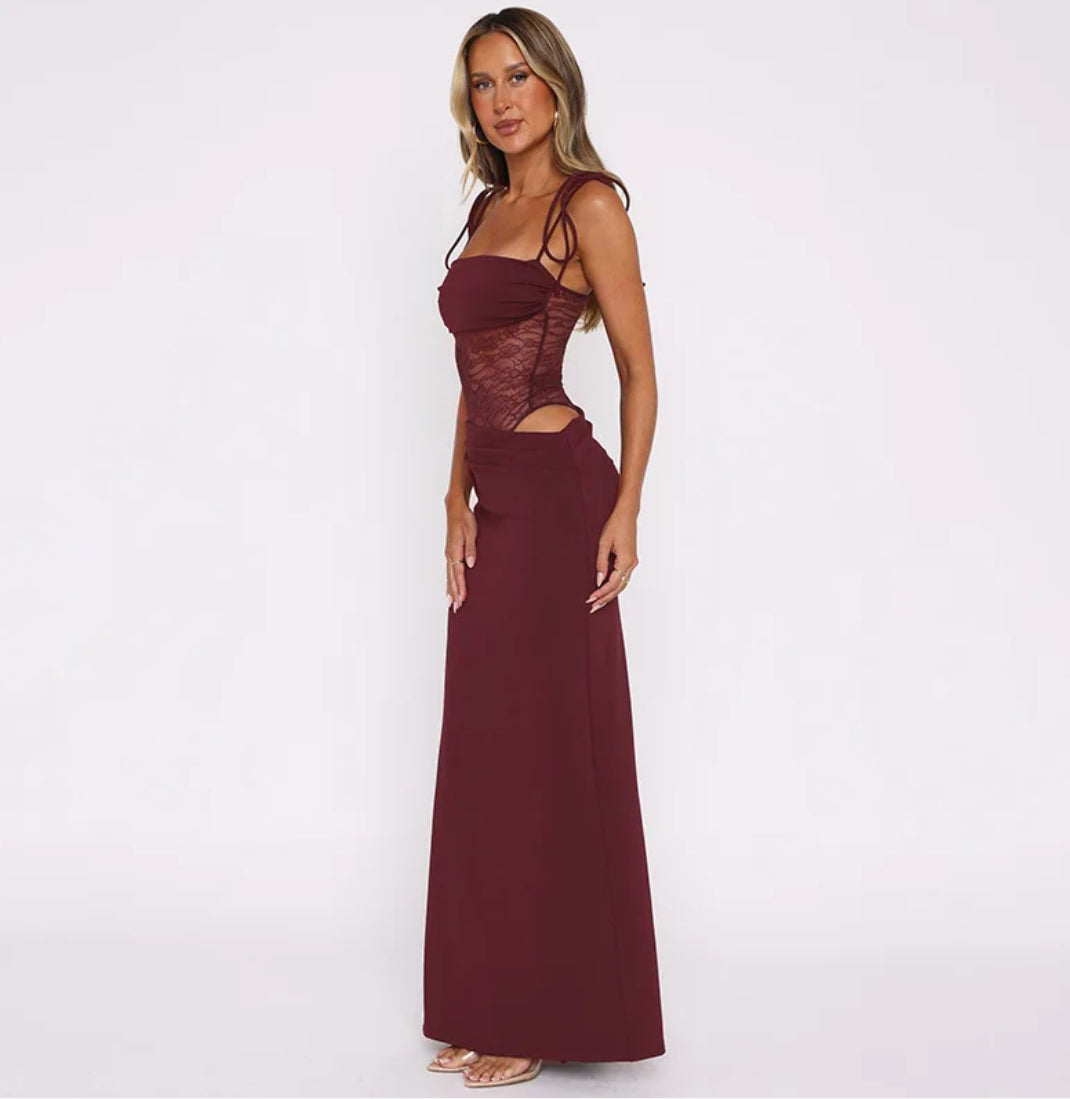 Elegant Lace Cut Out Maxi Dresses for Women