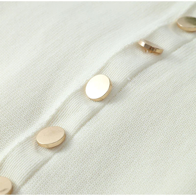 Elegant Lady Knitted Single Breasted Long Dresses Women - Other