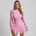 Elegant Long Sleeve Lace Mini Dress Women