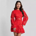 Elegant Long Sleeve Lace Mini Dress Women