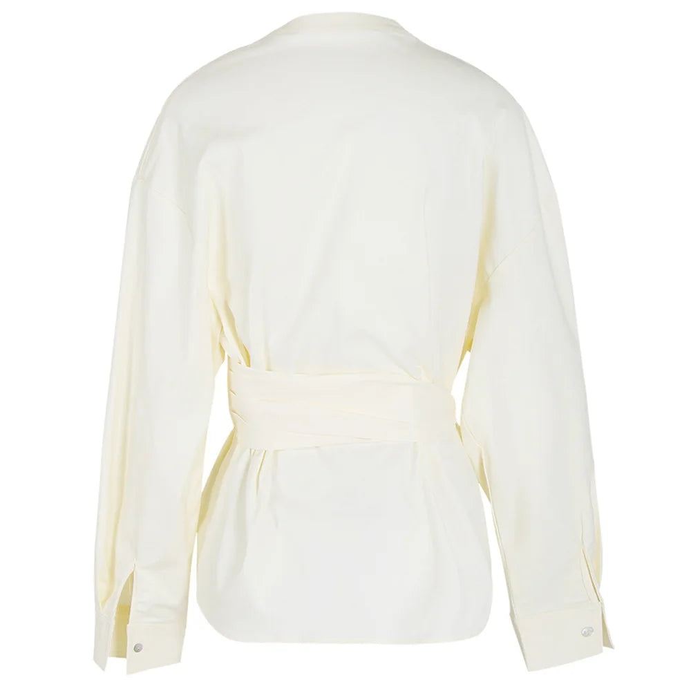 Elegant Long Sleeve Solid Blouses Women