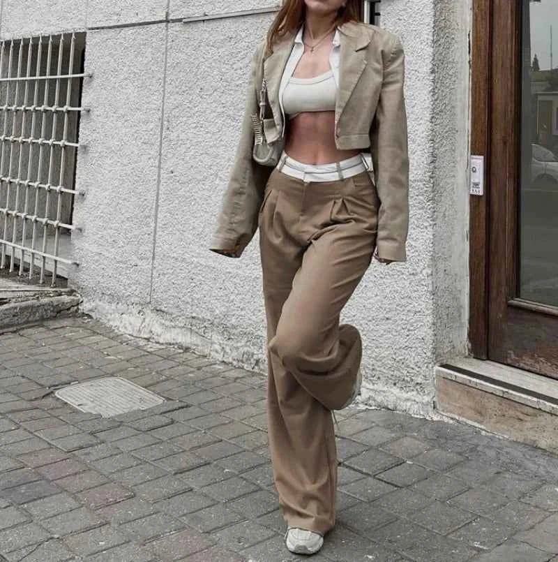Elegant Loose Gray Women Pants