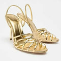 Elegant Narrow Cross-Strap Design Thin Heeled Sandals Women