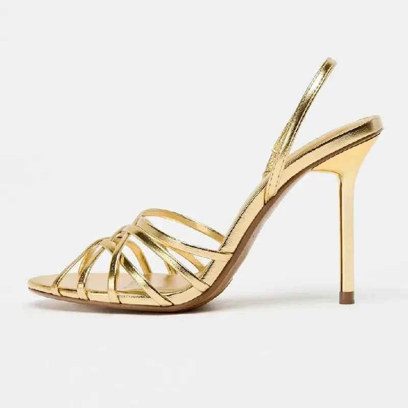 Elegant Narrow Cross-Strap Design Thin Heeled Sandals Women