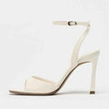Elegant Patent Leather Ankle Strap Buckle Heeled Sandals