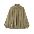 Elegant Pleated Green Oversize Bomber Jacket