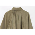 Elegant Pleated Green Oversize Bomber Jacket