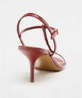 Elegant Red Ankle-Wrap Narrow Buckle Thin Heeled Sandals