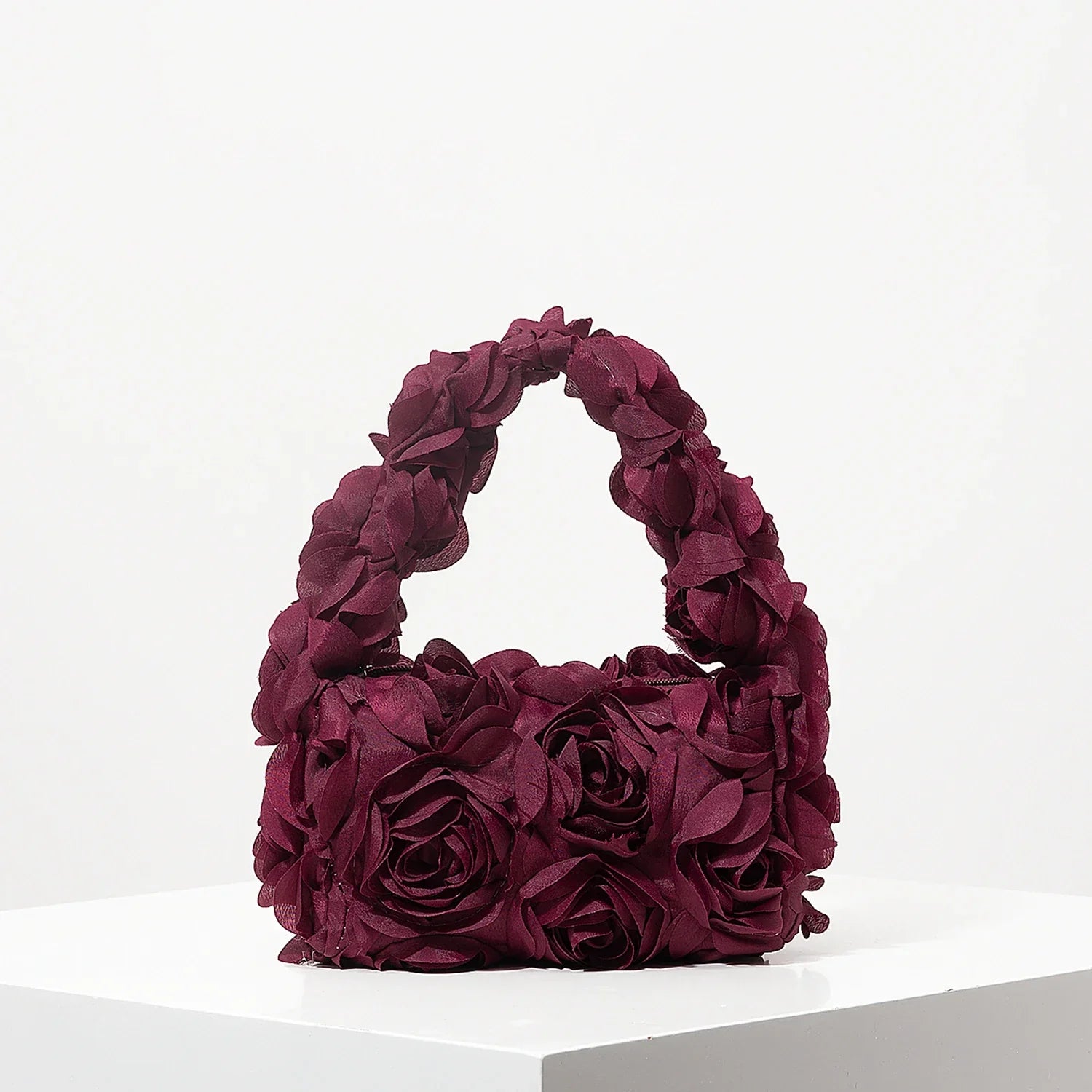 Elegant Rose Handbag - Burgundy