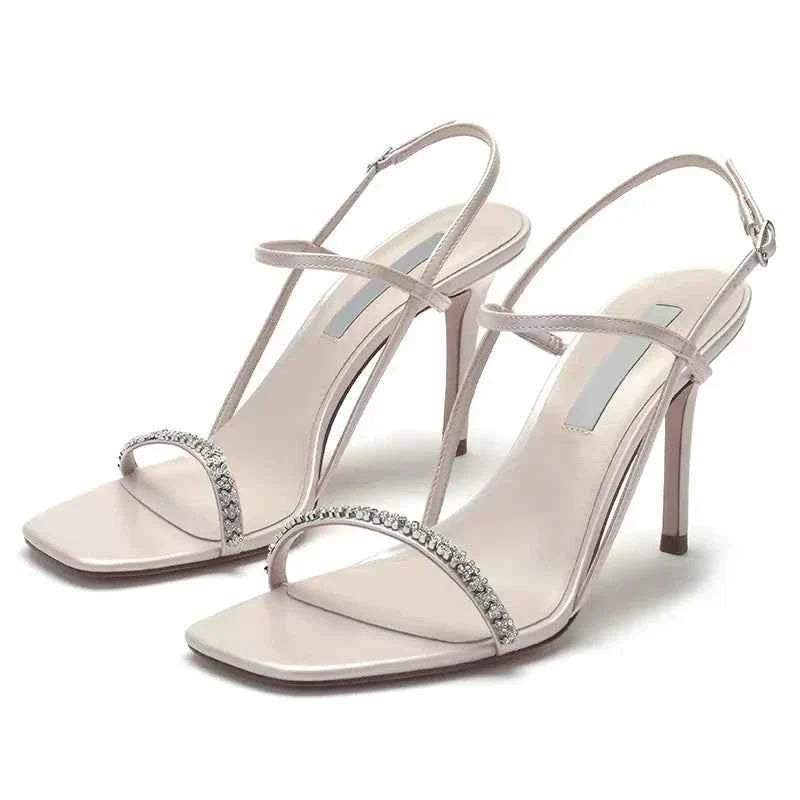 Elegant Sandals Women Rhinestone Thin Heels