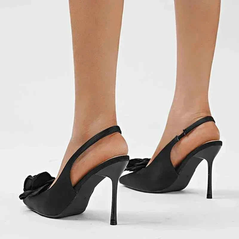 Elegant Satin Flower Designer Heels Women