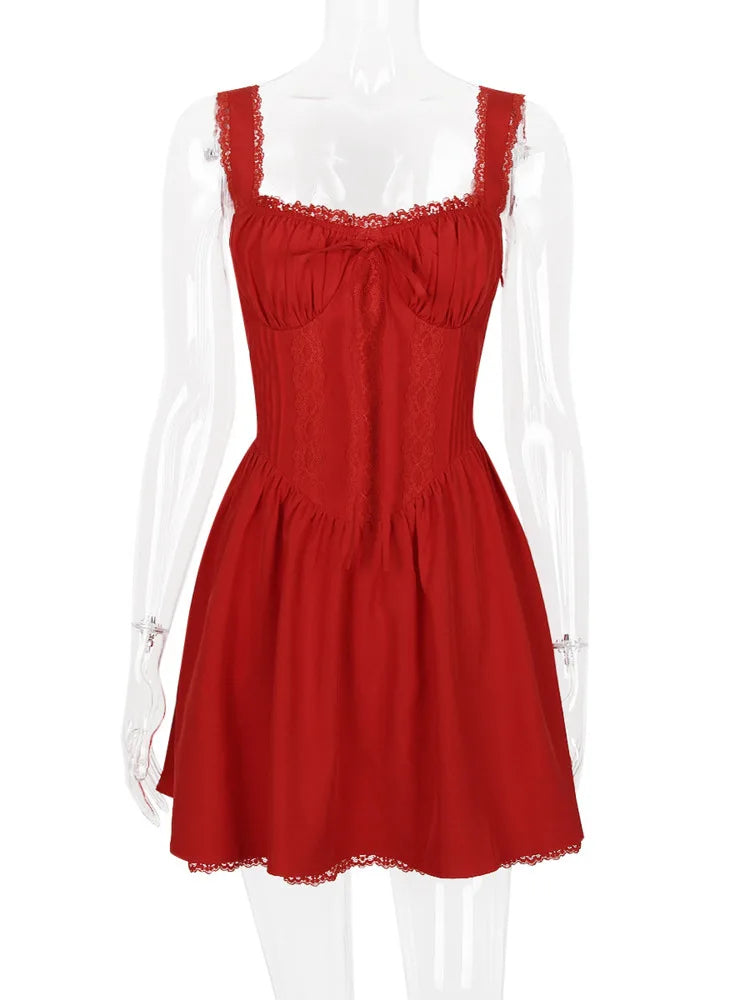 Elegant Spaghetti Strap Backless Mini Dress For Women