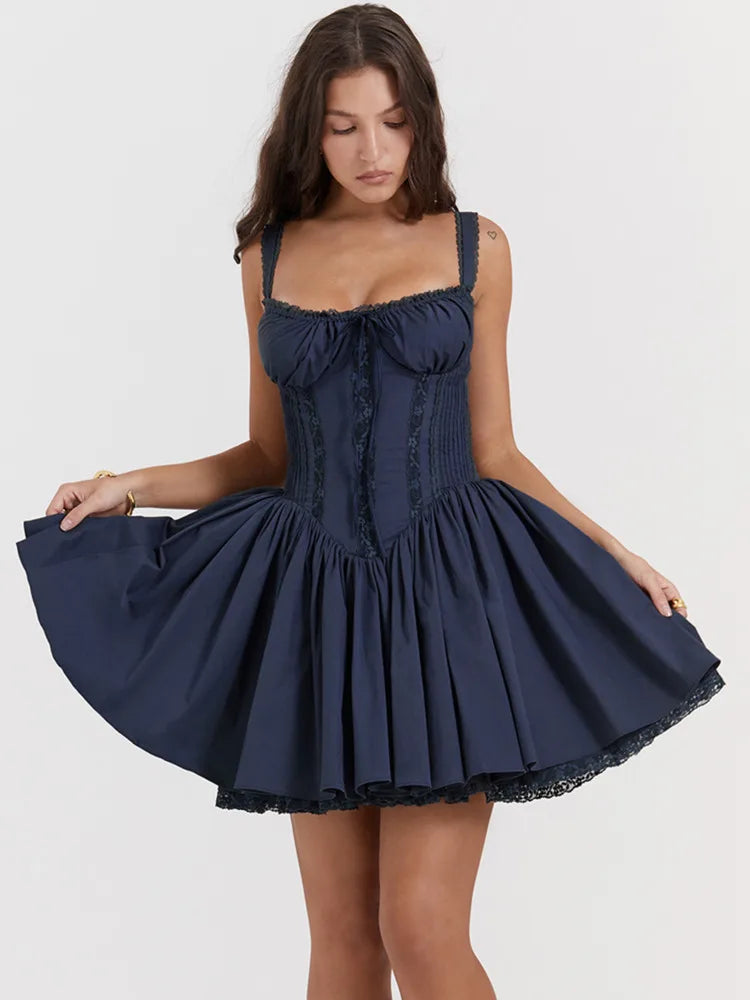 Elegant Spaghetti Strap Backless Mini Dress For Women