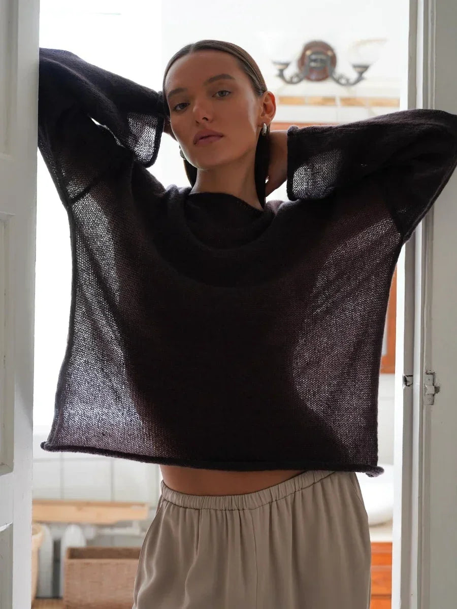 Elegant Sweater Women - Dark Brown / M