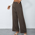 Elegant Temperament Casual Solid Color Button Wide Leg Suit Pants - Other