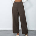 Elegant Temperament Casual Solid Color Button Wide Leg Suit Pants - Other